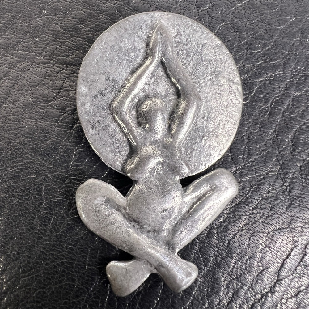 Goddess Charm Pewter Yoga Lotus Pose Body Mind Spirit Grounding Pendant Artisan